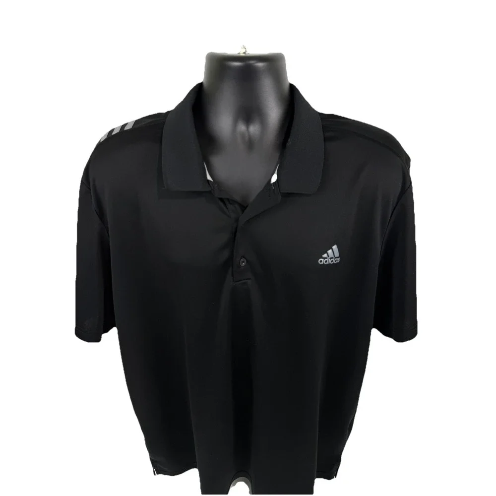 Adidas Golf Polo Shirt 2XL Mens‎ Black Short Sleeve Logo